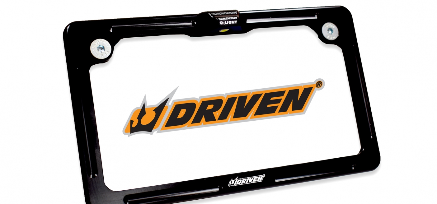 Billet Aluminium license plate frames Driven Racing
